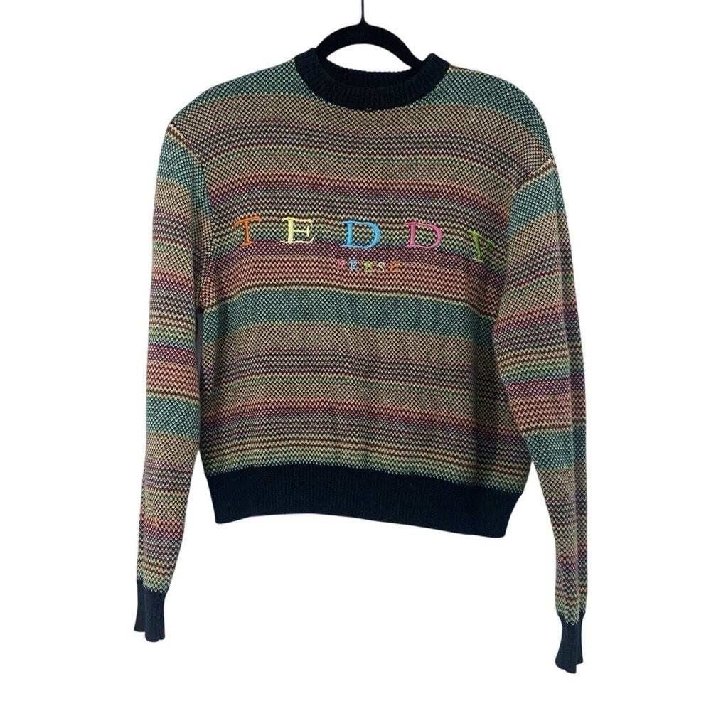 Teddy fresh Sweater Size Small 100% Cotton Stripes